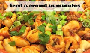 Tortellini Skillet Dish is my go to dinner for a crowd of teens!